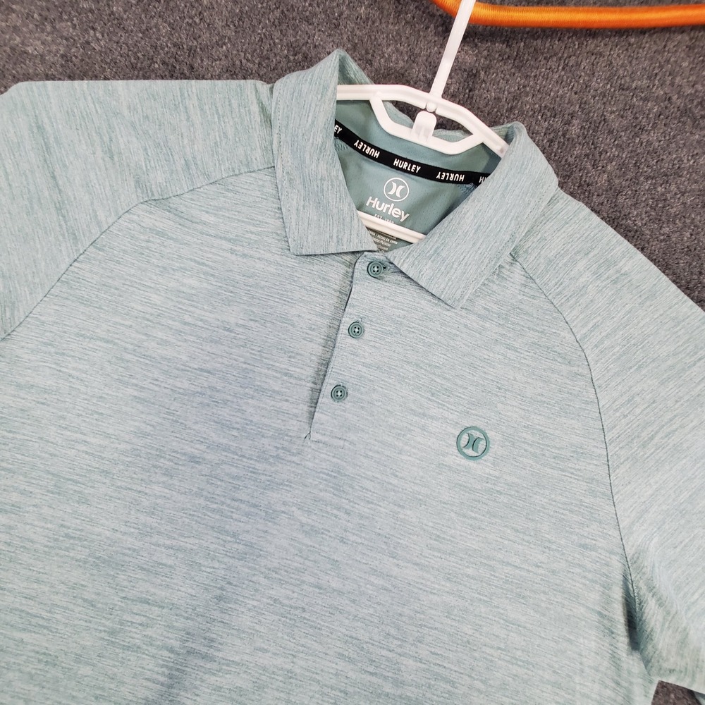 Hurley Polo Mens XL Short Sleeve Space Dye Teal Stretch Button-down